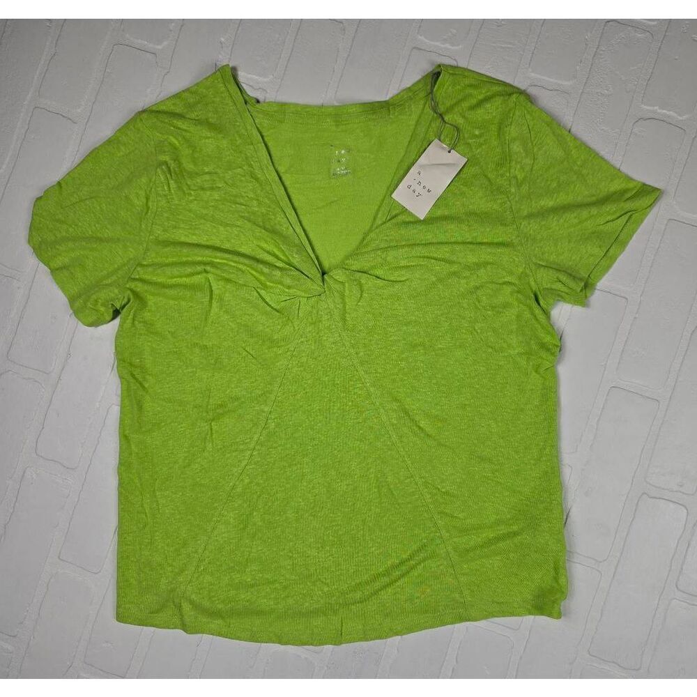 A New Day Lime Twisted V-Neck Top XXL